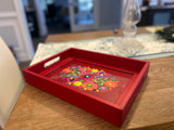 Flowers Leather Tray