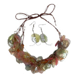 Fish Scales Necklace Set - Silver Leaf