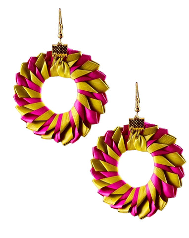 Woven Palm Circle Earrings