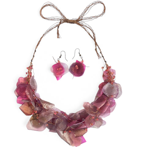 Fish Scales Necklace Set - Mauve
