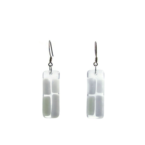 Cobblestones Glass Earrings - White