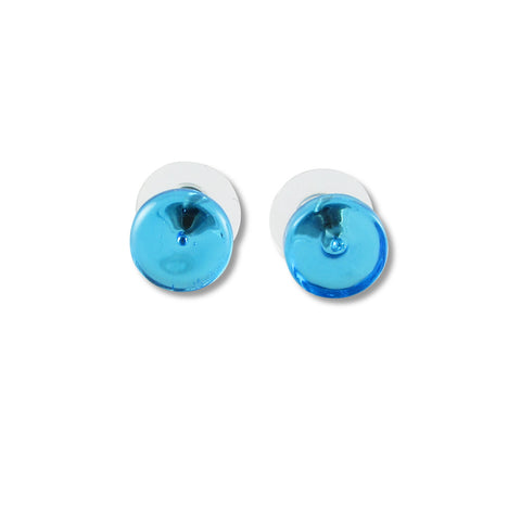 Glass Circle Studs - Aqua