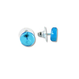 Glass Circle Studs - Aqua