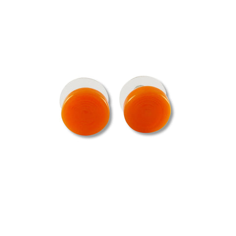 Glass Circle Studs - Orange