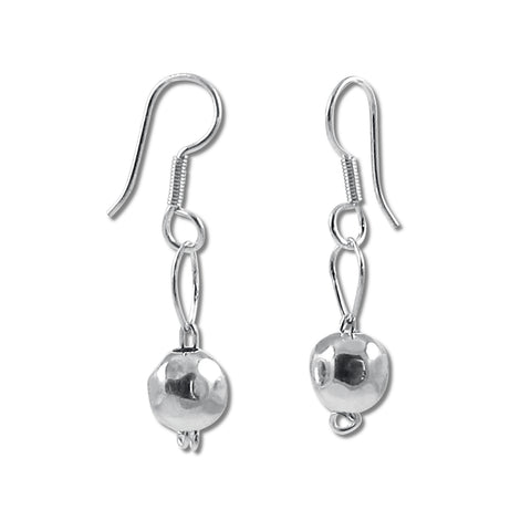 Hammered Ball Drop Earrings - 8mm