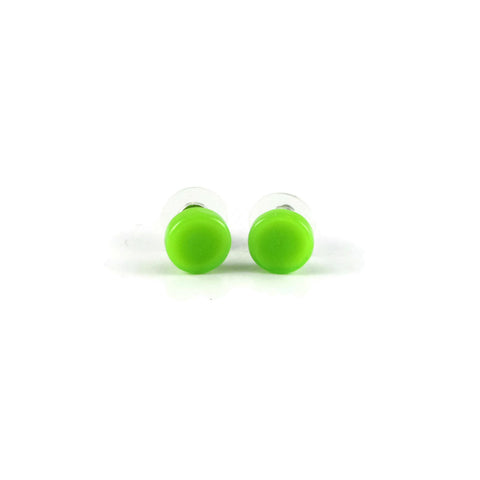 Glass Circle Studs - Lime Green