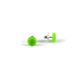 Glass Circle Studs - Lime Green