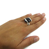 Parallel Glass Ring - Chocolate