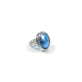 Infinity Glass Ring - Turquoise Crystal Iridescent