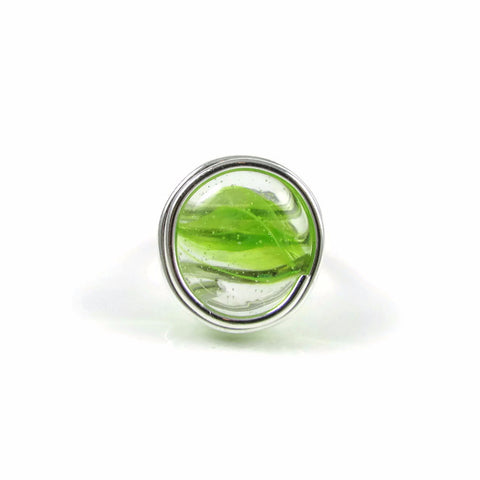 Infinity Glass Ring - Green Stripe