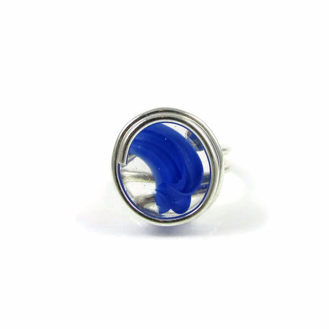 Infinity Glass Ring - Blue Stripe