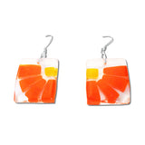 Lama Flower Glass Earrings in Orange