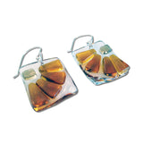 Lama Flower Glass Earrings in Amber, Back View