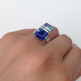 Wrap Blown Glass Ring - Navy