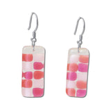 Checkerboard Glass Earrings - White