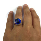 Round Blown Glass Ring - Navy