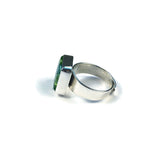 Square Blown Glass Ring - Green