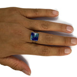 Square Blown Glass Ring - Blue