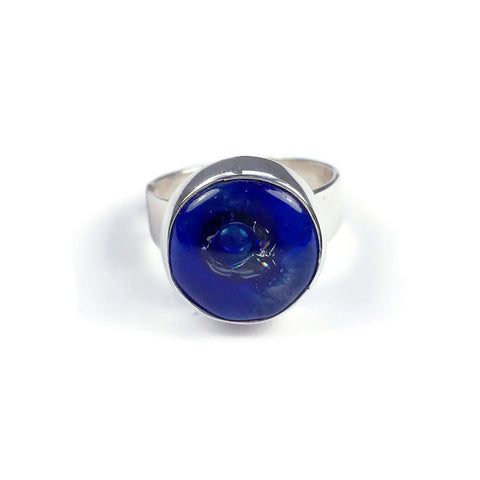 Round Blown Glass Ring - Navy