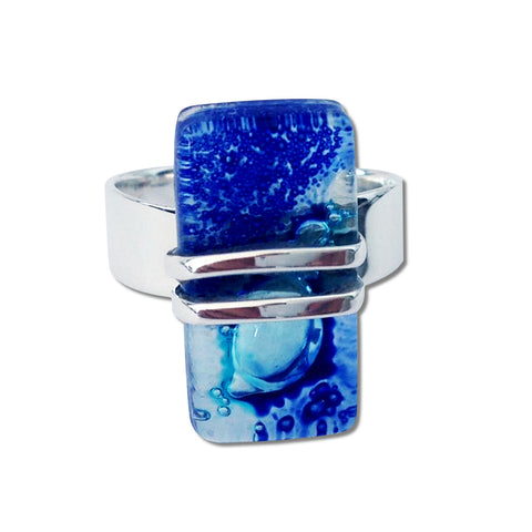 Wrap Blown Glass Ring - Navy