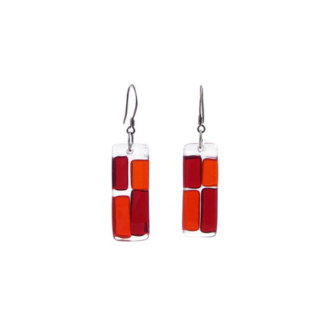 Cobblestones Glass Earrings - Red