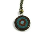 Mosaic Medallion Necklace - Brown & Blue