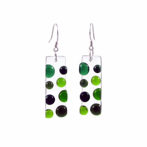 Bubbles Glass Earrings - Green