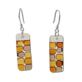 Checkerboard Glass Earrings - White