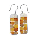 Checkerboard Glass Earrings - White