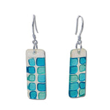 Checkerboard Glass Earrings - Green