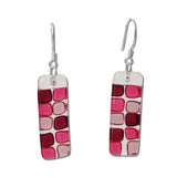 Checkerboard Glass Earrings - Orange