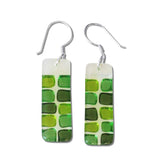Checkerboard Glass Earrings - Lime