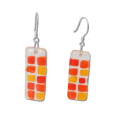 Checkerboard Glass Earrings - Orange