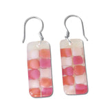 Checkerboard Glass Earrings - Cherry