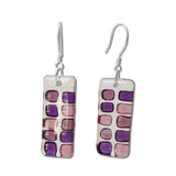 Checkerboard Glass Earrings - White