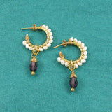 Mia Pearl Hoops - Amethyst