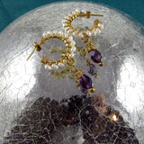 Mia Pearl Hoops - Amethyst