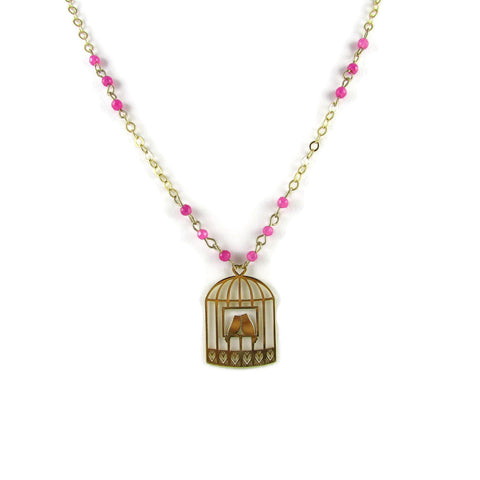 Valentine Bird Cage Necklace