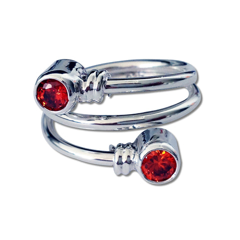 Curly CZ Ring - Red