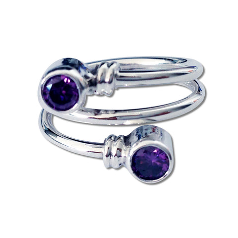 Curly CZ Ring - Purple