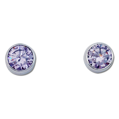 Round CZ Earrings - 6 Colors Available