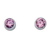 Round CZ Earrings - 6 Colors Available