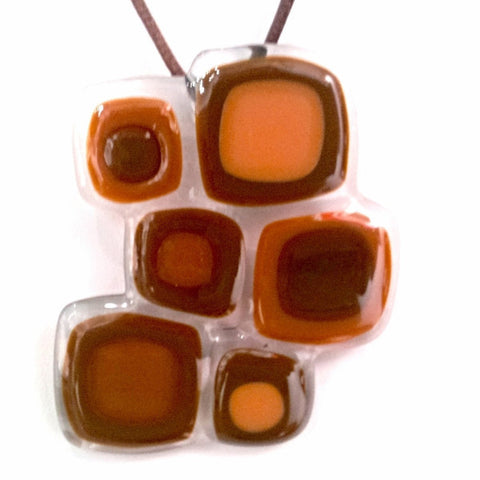 Abstract Squares Pendant - Brown