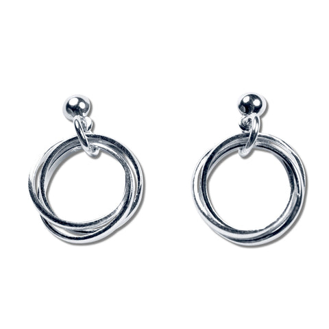 3 Rings Silver Earrings