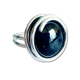 Infinity Glass Ring - Black
