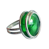 Infinity Glass Ring - Green Crystal