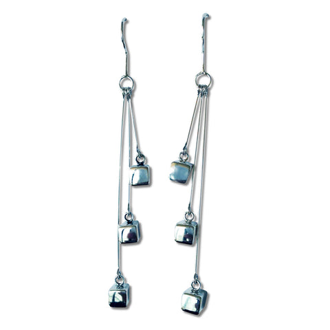 Triple Cube Pendulum Earrings