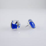 Parallel Earrings - Blue Stripe