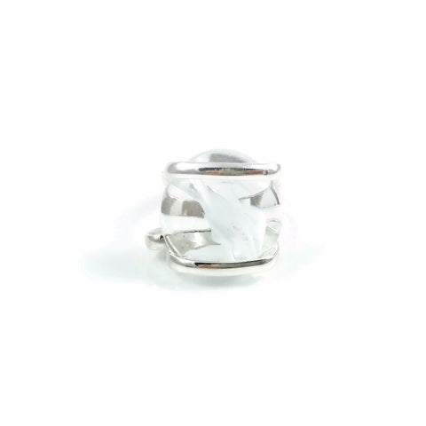 Parallel Glass Ring - White Stripe