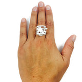 Parallel Glass Ring - White Stripe